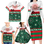 Rabbitohs NAIDOC Week Personalised Family Matching Long Sleeve Bodycon Dress and Hawaiian Shirt Aboriginal Torres Strait Islanders Vibe