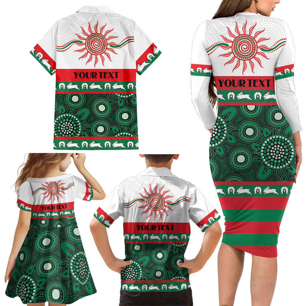 Rabbitohs NAIDOC Week Personalised Family Matching Long Sleeve Bodycon Dress and Hawaiian Shirt Aboriginal Torres Strait Islanders Vibe