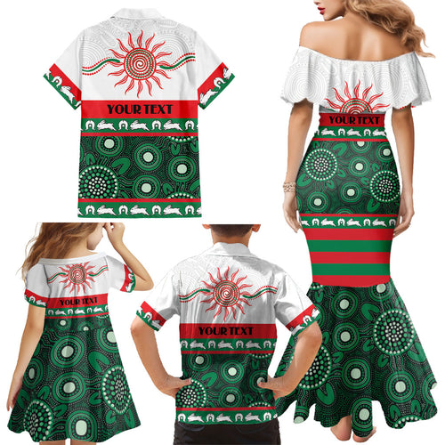 Rabbitohs NAIDOC Week Personalised Family Matching Mermaid Dress and Hawaiian Shirt Aboriginal Torres Strait Islanders Vibe