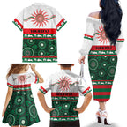 Rabbitohs NAIDOC Week Personalised Family Matching Off The Shoulder Long Sleeve Dress and Hawaiian Shirt Aboriginal Torres Strait Islanders Vibe