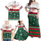 Rabbitohs NAIDOC Week Personalised Family Matching Off Shoulder Maxi Dress and Hawaiian Shirt Aboriginal Torres Strait Islanders Vibe