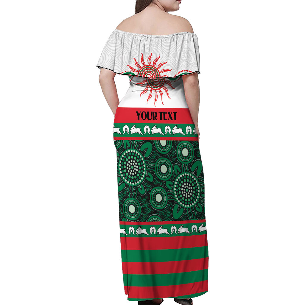 Rabbitohs NAIDOC Week Personalised Family Matching Off Shoulder Maxi Dress and Hawaiian Shirt Aboriginal Torres Strait Islanders Vibe