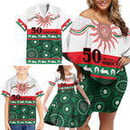 Rabbitohs NAIDOC Week Personalised Family Matching Off Shoulder Short Dress and Hawaiian Shirt Aboriginal Torres Strait Islanders Vibe