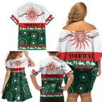 Rabbitohs NAIDOC Week Personalised Family Matching Off Shoulder Short Dress and Hawaiian Shirt Aboriginal Torres Strait Islanders Vibe