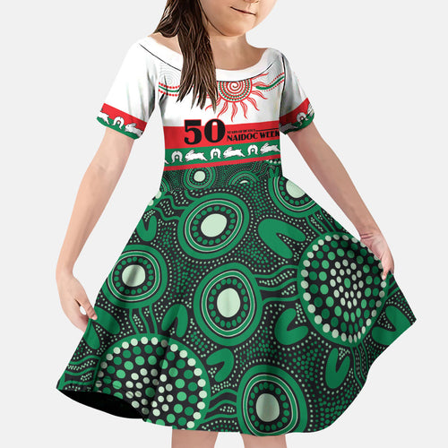 Rabbitohs NAIDOC Week Personalised Family Matching Puletasi and Hawaiian Shirt Aboriginal Torres Strait Islanders Vibe