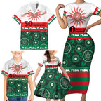 Rabbitohs NAIDOC Week Personalised Family Matching Short Sleeve Bodycon Dress and Hawaiian Shirt Aboriginal Torres Strait Islanders Vibe