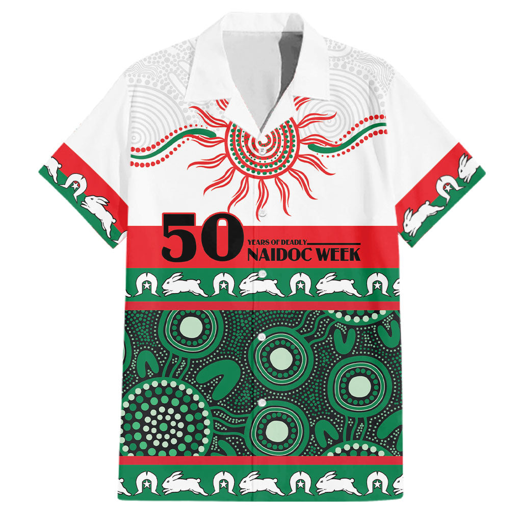 Rabbitohs NAIDOC Week Personalised Family Matching Short Sleeve Bodycon Dress and Hawaiian Shirt Aboriginal Torres Strait Islanders Vibe
