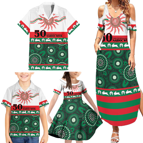 Rabbitohs NAIDOC Week Personalised Family Matching Summer Maxi Dress and Hawaiian Shirt Aboriginal Torres Strait Islanders Vibe