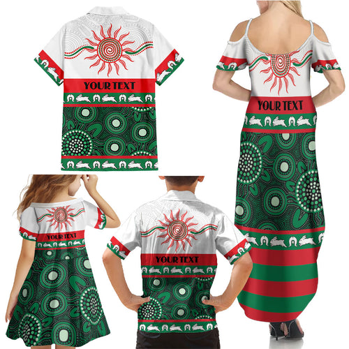 Rabbitohs NAIDOC Week Personalised Family Matching Summer Maxi Dress and Hawaiian Shirt Aboriginal Torres Strait Islanders Vibe