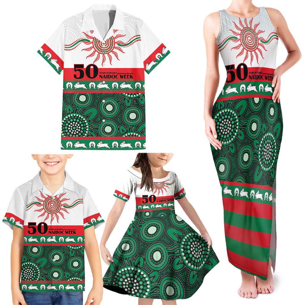 Rabbitohs NAIDOC Week Personalised Family Matching Tank Maxi Dress and Hawaiian Shirt Aboriginal Torres Strait Islanders Vibe