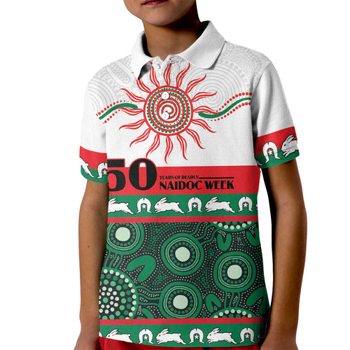 Rabbitohs NAIDOC Week Personalised Kid Polo Shirt Aboriginal Torres Strait Islanders Vibe
