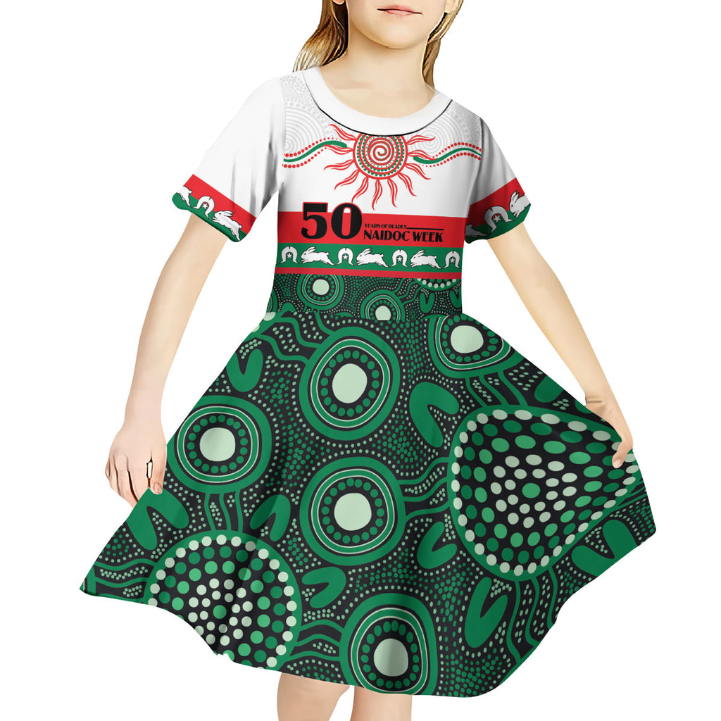 Rabbitohs NAIDOC Week Personalised Kid Short Sleeve Dress Aboriginal Torres Strait Islanders Vibe