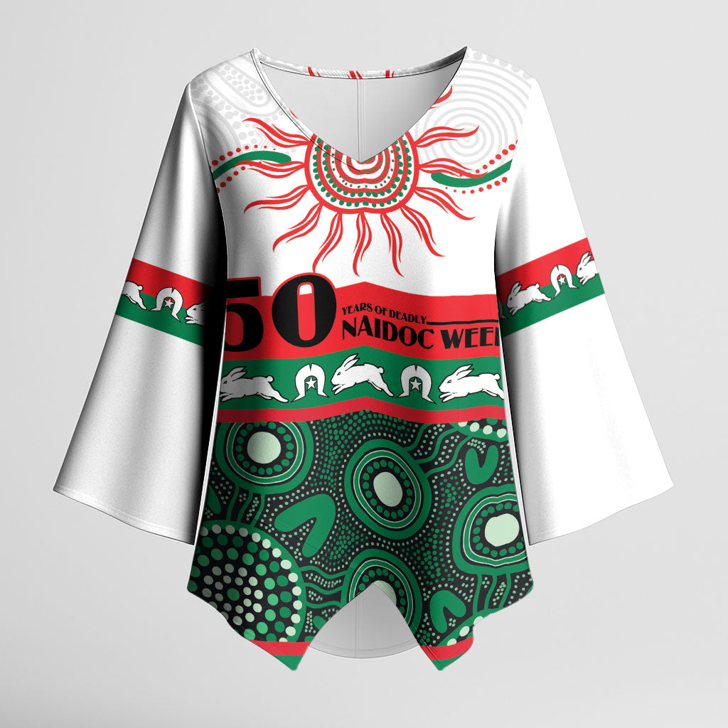 Rabbitohs NAIDOC Week Personalised Kimono Sleeve Blouse Aboriginal Torres Strait Islanders Vibe