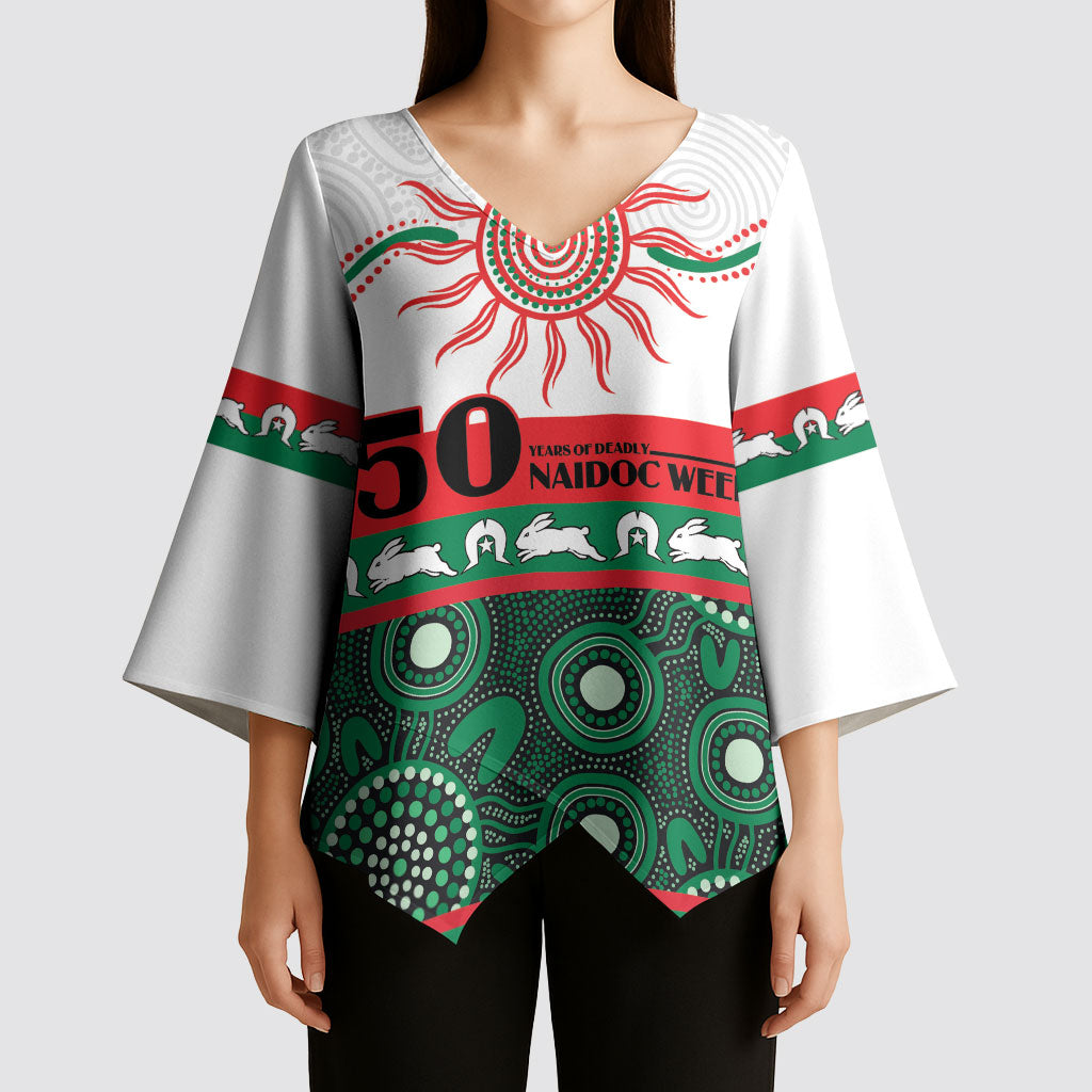 Rabbitohs NAIDOC Week Personalised Kimono Sleeve Blouse Aboriginal Torres Strait Islanders Vibe