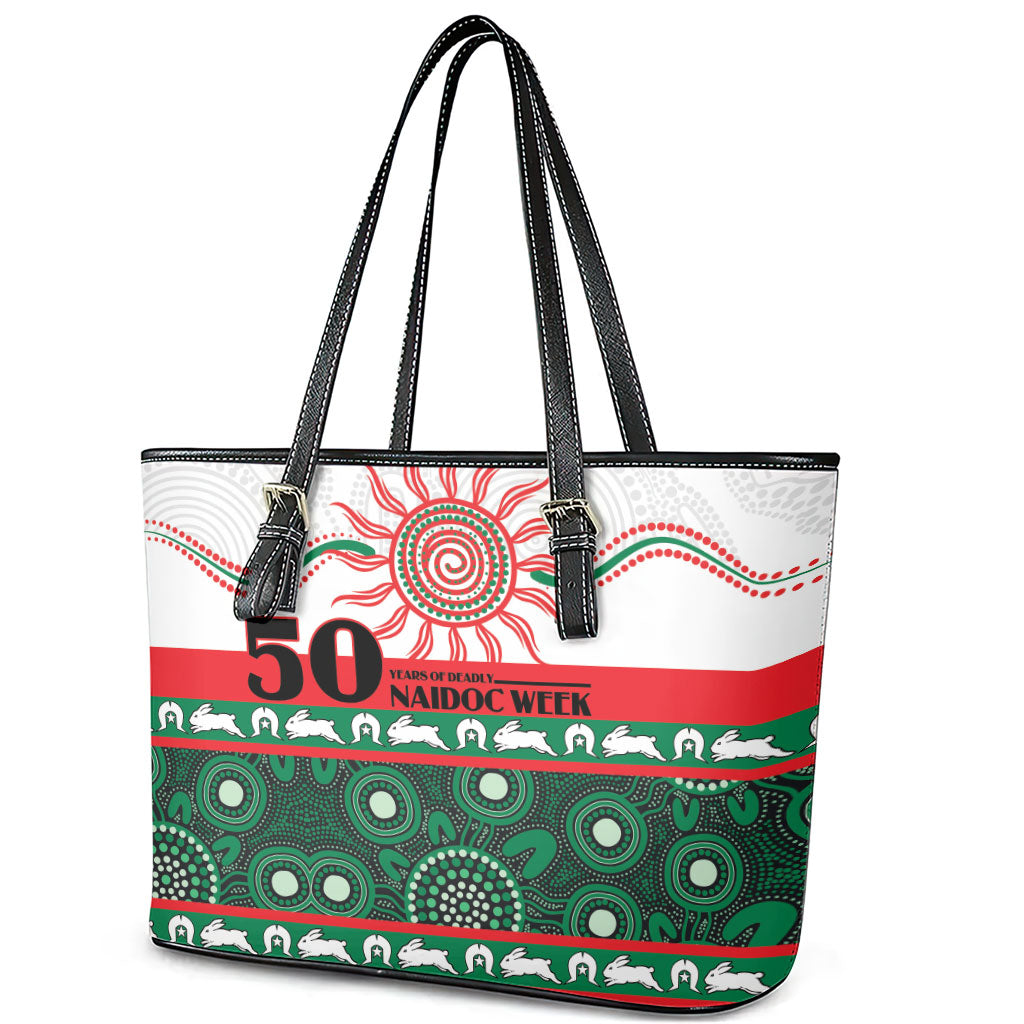 Rabbitohs NAIDOC Week Leather Tote Bag Aboriginal Torres Strait Islanders Vibe