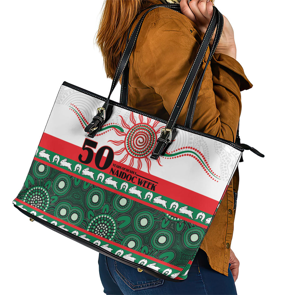 Rabbitohs NAIDOC Week Leather Tote Bag Aboriginal Torres Strait Islanders Vibe