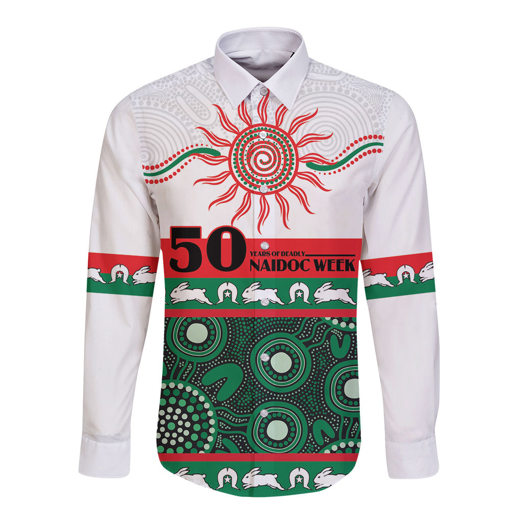 Rabbitohs NAIDOC Week Personalised Long Sleeve Button Shirt Aboriginal Torres Strait Islanders Vibe