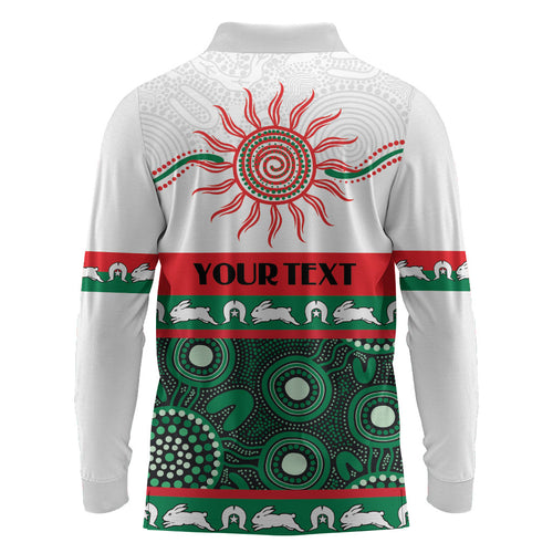 Rabbitohs NAIDOC Week Personalised Long Sleeve Polo Shirt Aboriginal Torres Strait Islanders Vibe