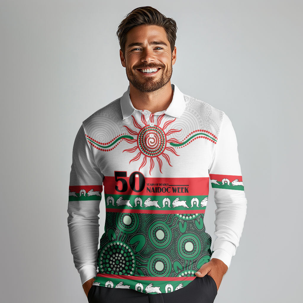 Rabbitohs NAIDOC Week Personalised Long Sleeve Polo Shirt Aboriginal Torres Strait Islanders Vibe