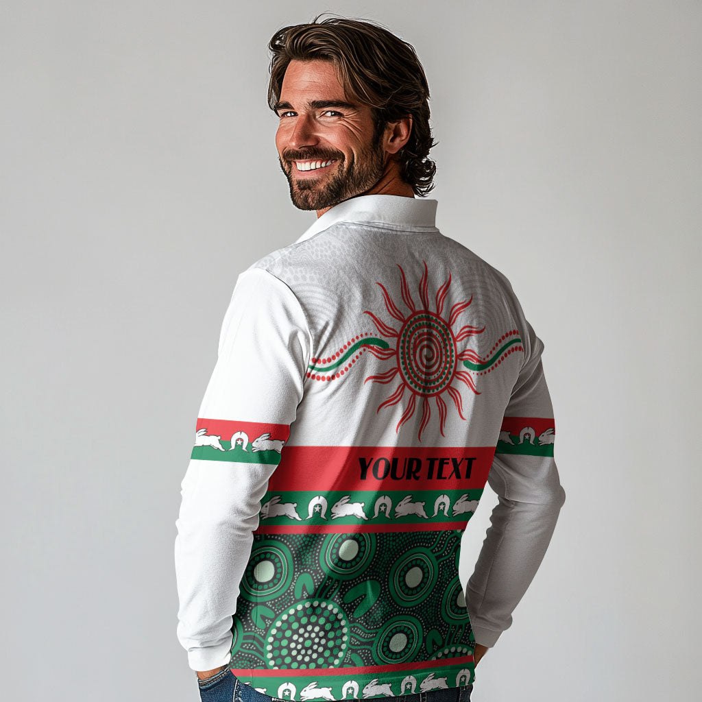 Rabbitohs NAIDOC Week Personalised Long Sleeve Polo Shirt Aboriginal Torres Strait Islanders Vibe