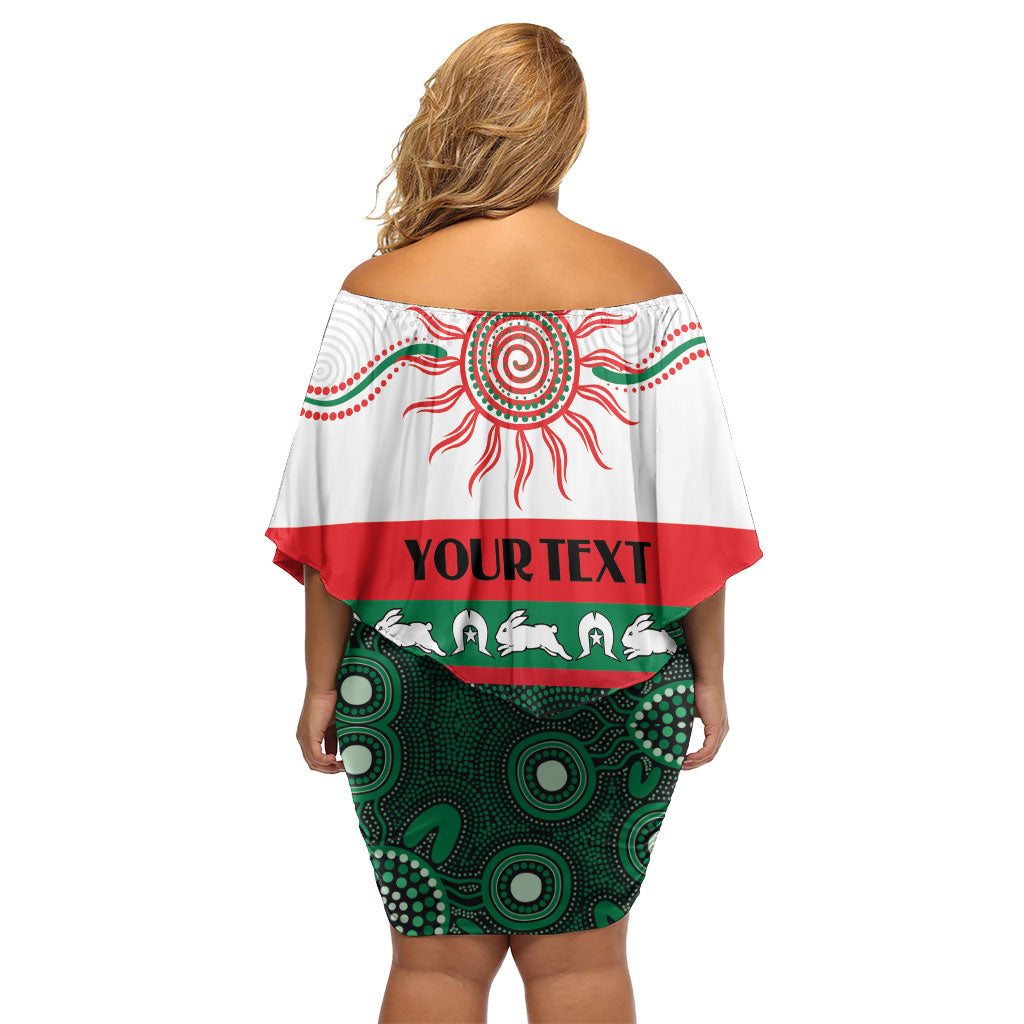 Rabbitohs NAIDOC Week Personalised Off Shoulder Short Dress Aboriginal Torres Strait Islanders Vibe
