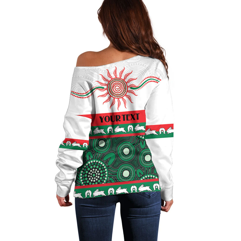 Rabbitohs NAIDOC Week Personalised Off Shoulder Sweater Aboriginal Torres Strait Islanders Vibe