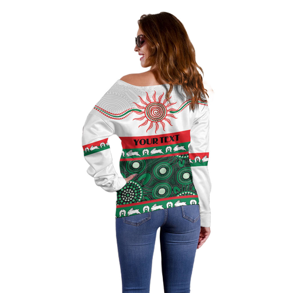 Rabbitohs NAIDOC Week Personalised Off Shoulder Sweater Aboriginal Torres Strait Islanders Vibe