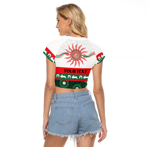 Rabbitohs NAIDOC Week Personalised Raglan Cropped T Shirt Aboriginal Torres Strait Islanders Vibe