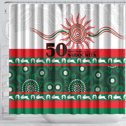 Rabbitohs NAIDOC Week Shower Curtain Aboriginal Torres Strait Islanders Vibe