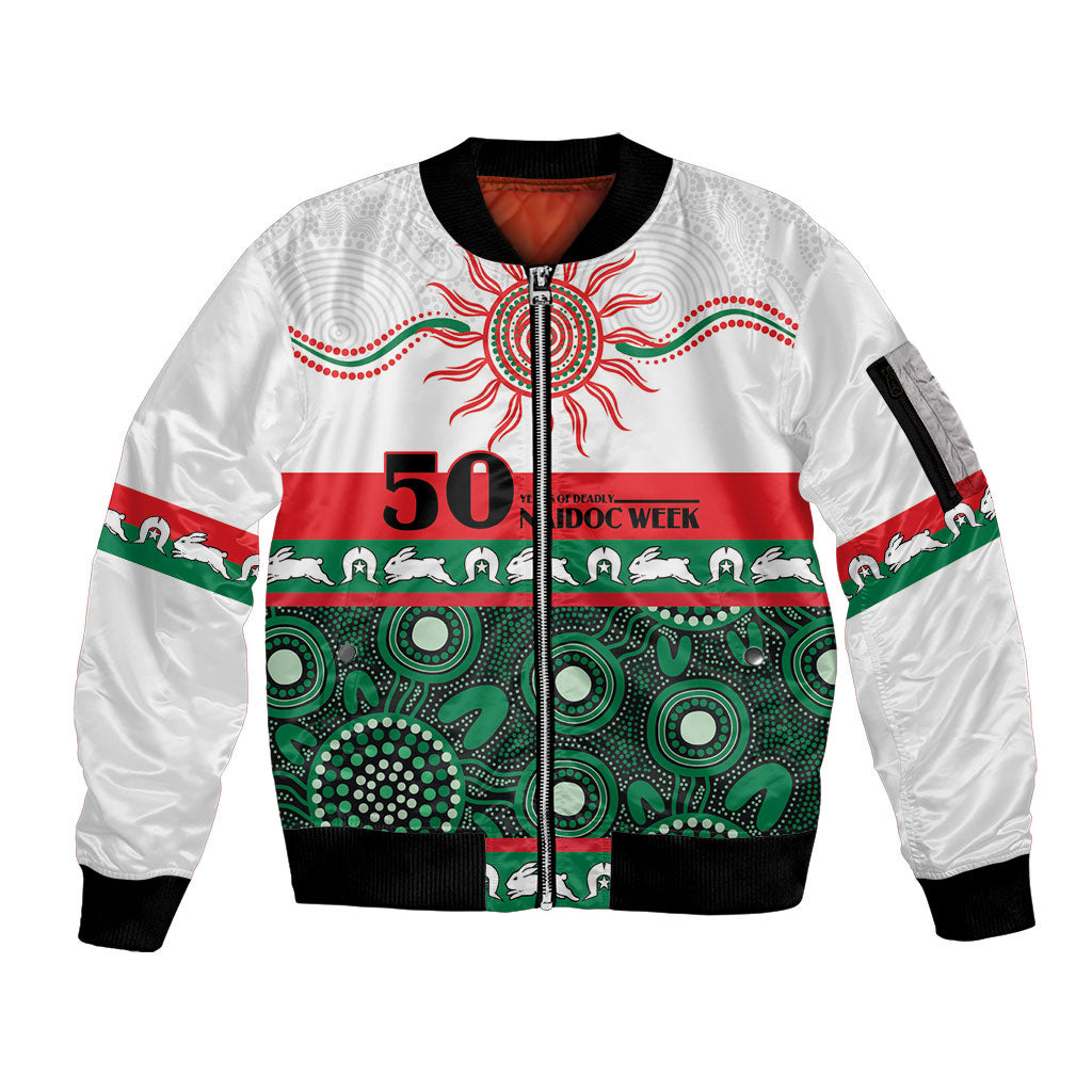 Rabbitohs NAIDOC Week Personalised Sleeve Zip Bomber Jacket Aboriginal Torres Strait Islanders Vibe