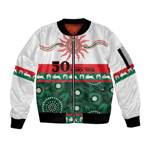 Rabbitohs NAIDOC Week Personalised Sleeve Zip Bomber Jacket Aboriginal Torres Strait Islanders Vibe