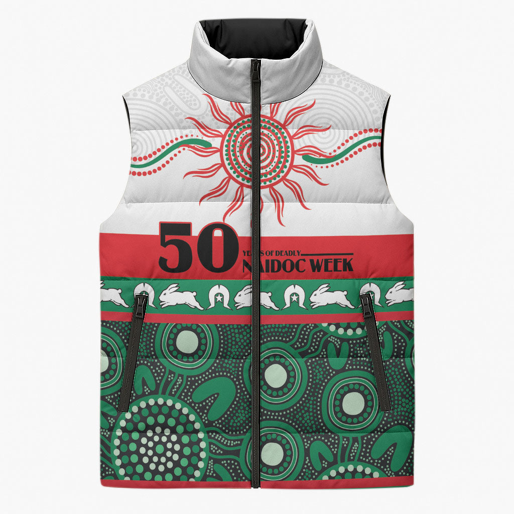 Rabbitohs NAIDOC Week Personalised Sleeveless Puffer Jacket Aboriginal Torres Strait Islanders Vibe