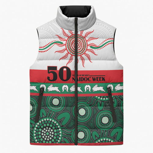 Rabbitohs NAIDOC Week Personalised Sleeveless Puffer Jacket Aboriginal Torres Strait Islanders Vibe
