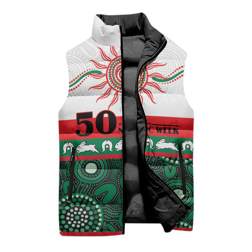 Rabbitohs NAIDOC Week Personalised Sleeveless Puffer Jacket Aboriginal Torres Strait Islanders Vibe