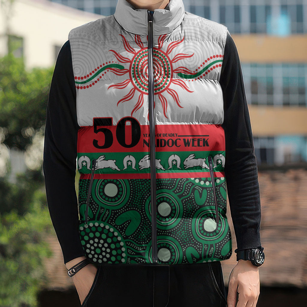 Rabbitohs NAIDOC Week Personalised Sleeveless Puffer Jacket Aboriginal Torres Strait Islanders Vibe