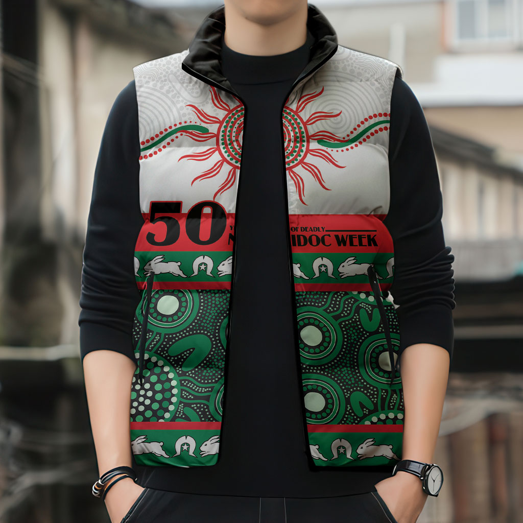 Rabbitohs NAIDOC Week Personalised Sleeveless Puffer Jacket Aboriginal Torres Strait Islanders Vibe