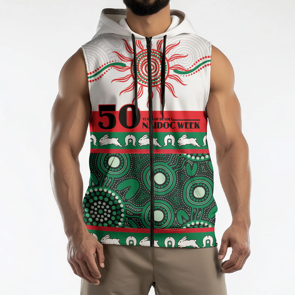 Rabbitohs NAIDOC Week Personalised Sleeveless Zip Hoodie Aboriginal Torres Strait Islanders Vibe