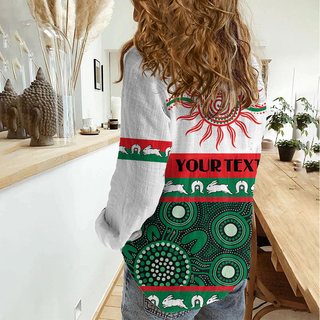 Rabbitohs NAIDOC Week Personalised Women Casual Shirt Aboriginal Torres Strait Islanders Vibe