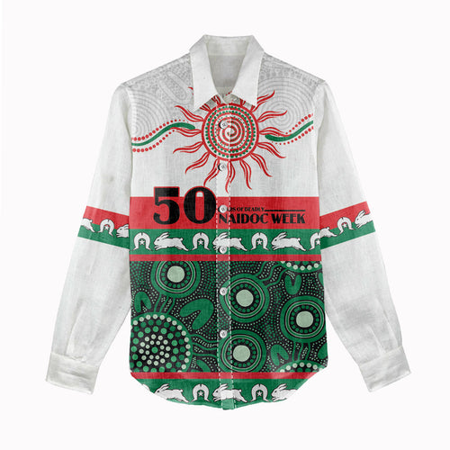 Rabbitohs NAIDOC Week Personalised Women Casual Shirt Aboriginal Torres Strait Islanders Vibe
