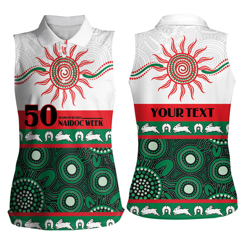 Rabbitohs NAIDOC Week Personalised Women Sleeveless Polo Shirt Aboriginal Torres Strait Islanders Vibe