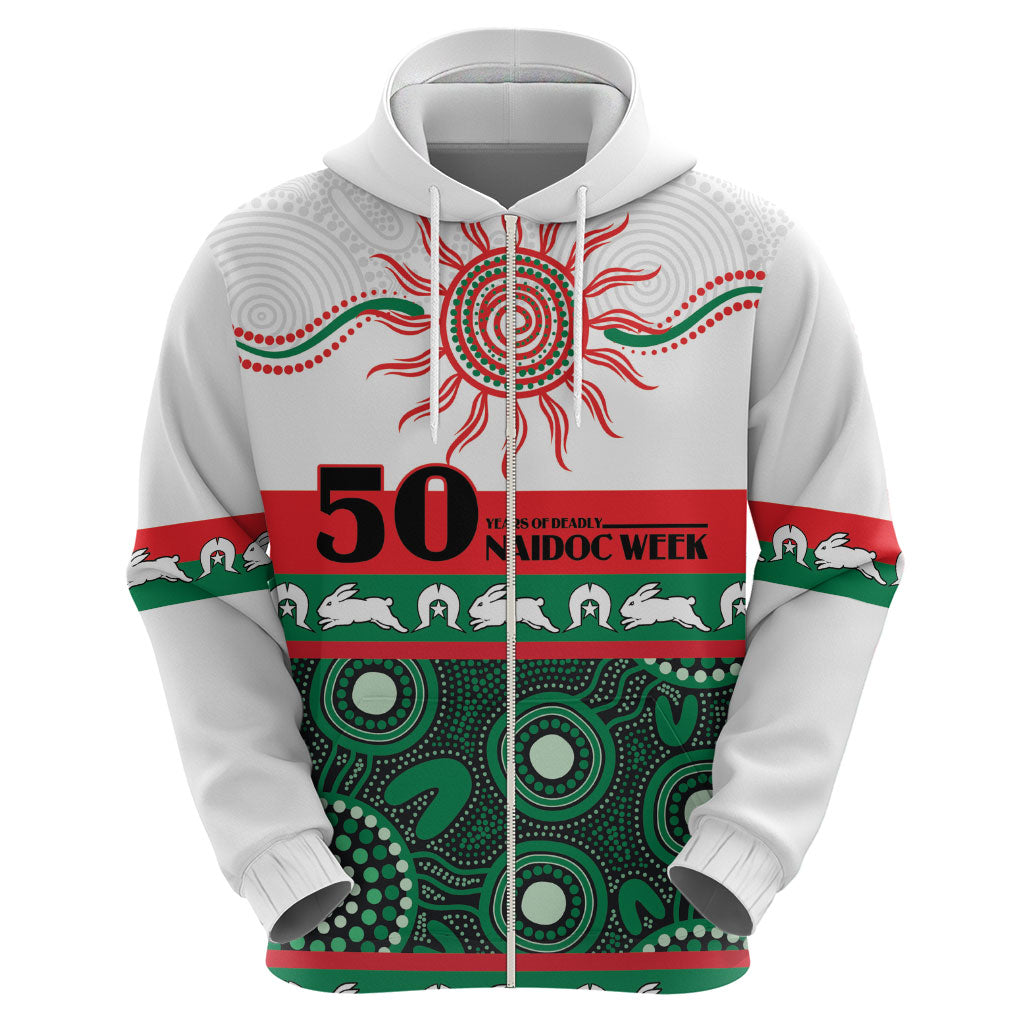 Rabbitohs NAIDOC Week Personalised Zip Hoodie Aboriginal Torres Strait Islanders Vibe