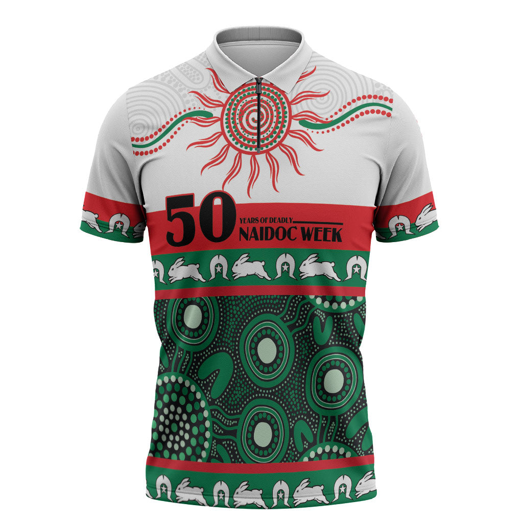 Rabbitohs NAIDOC Week Personalised Zipper Polo Shirt Aboriginal Torres Strait Islanders Vibe