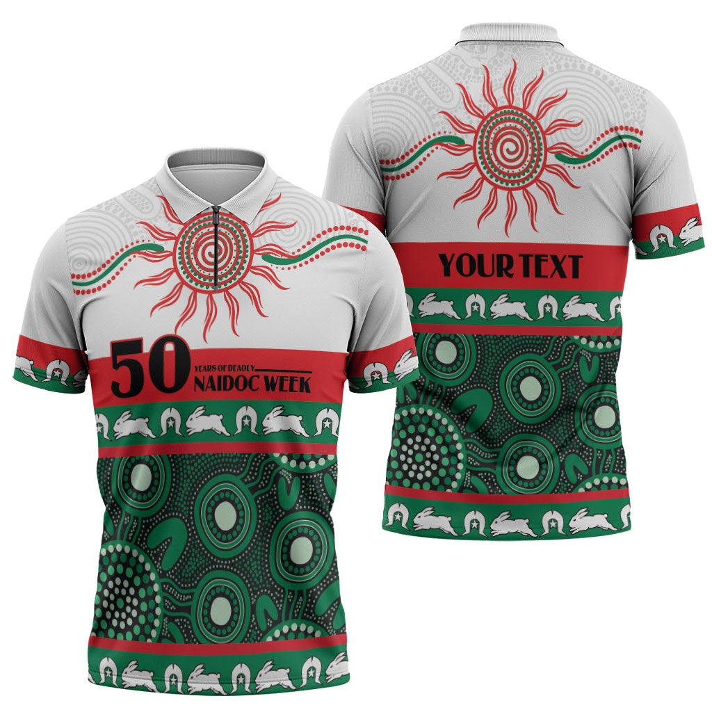 Rabbitohs NAIDOC Week Personalised Zipper Polo Shirt Aboriginal Torres Strait Islanders Vibe