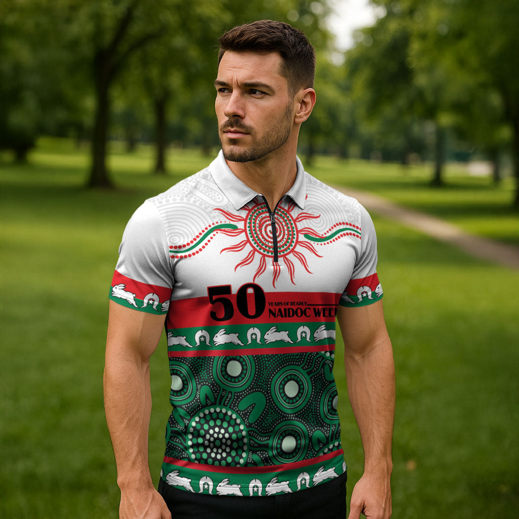 Rabbitohs NAIDOC Week Personalised Zipper Polo Shirt Aboriginal Torres Strait Islanders Vibe