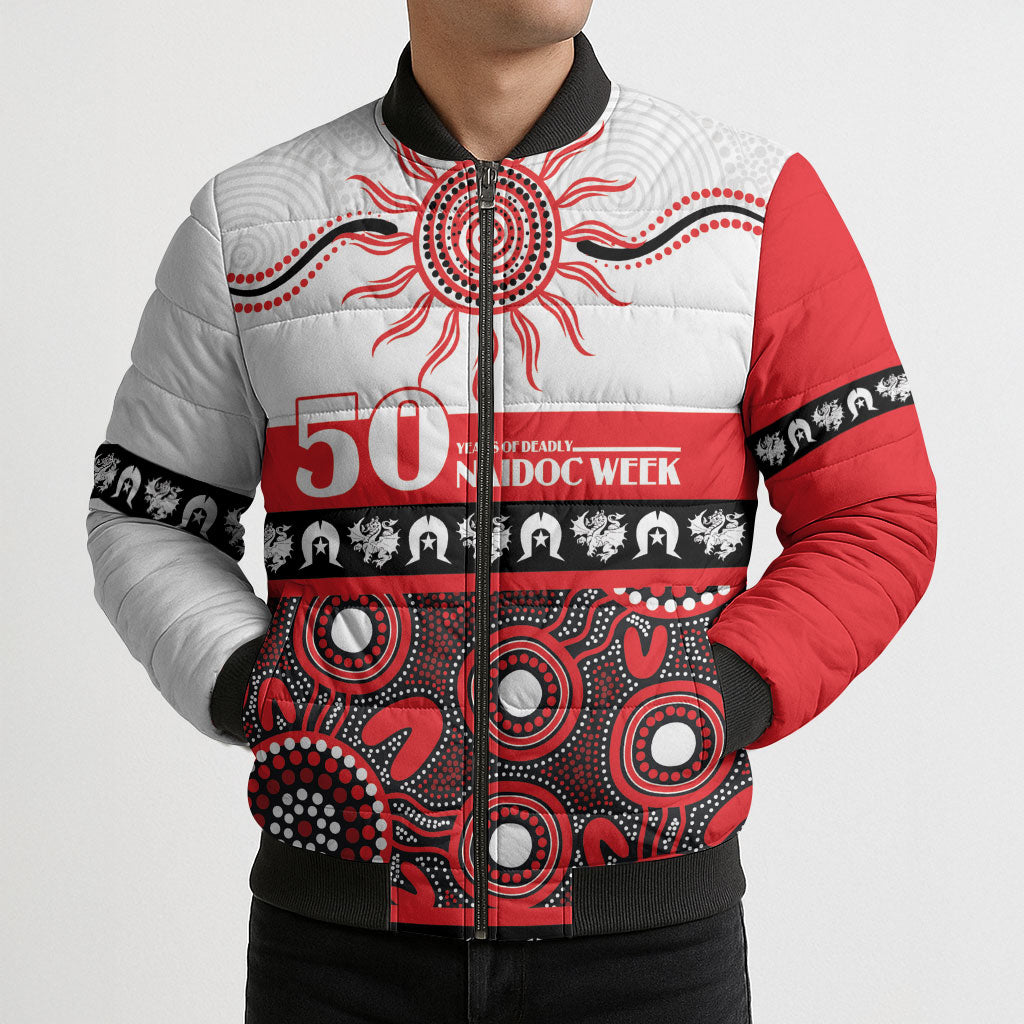 Dragons NAIDOC Week Personalised Bomber Puffer Jacket Aboriginal Torres Strait Islanders Vibe