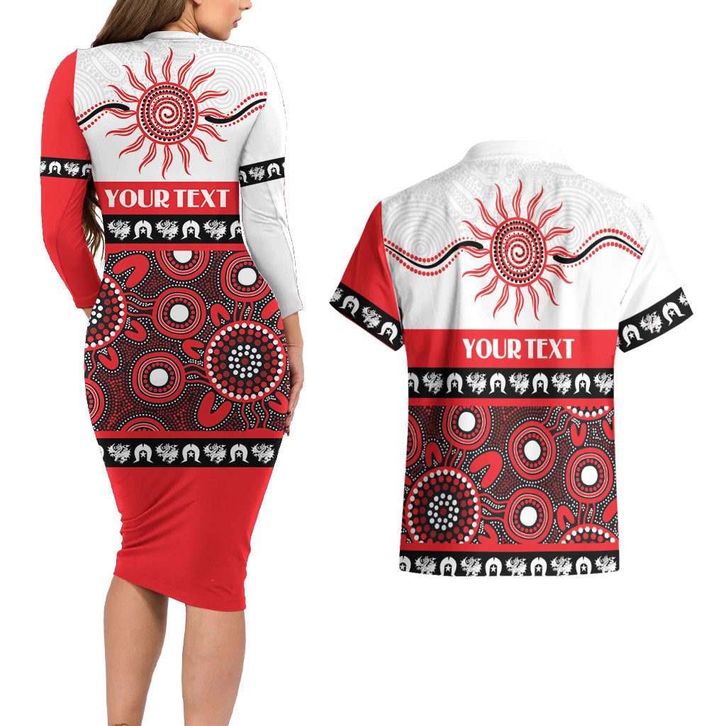 Dragons NAIDOC Week Personalised Couples Matching Long Sleeve Bodycon Dress and Hawaiian Shirt Aboriginal Torres Strait Islanders Vibe