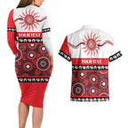 Dragons NAIDOC Week Personalised Couples Matching Long Sleeve Bodycon Dress and Hawaiian Shirt Aboriginal Torres Strait Islanders Vibe