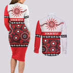 Dragons NAIDOC Week Personalised Couples Matching Long Sleeve Bodycon Dress and Long Sleeve Button Shirt Aboriginal Torres Strait Islanders Vibe