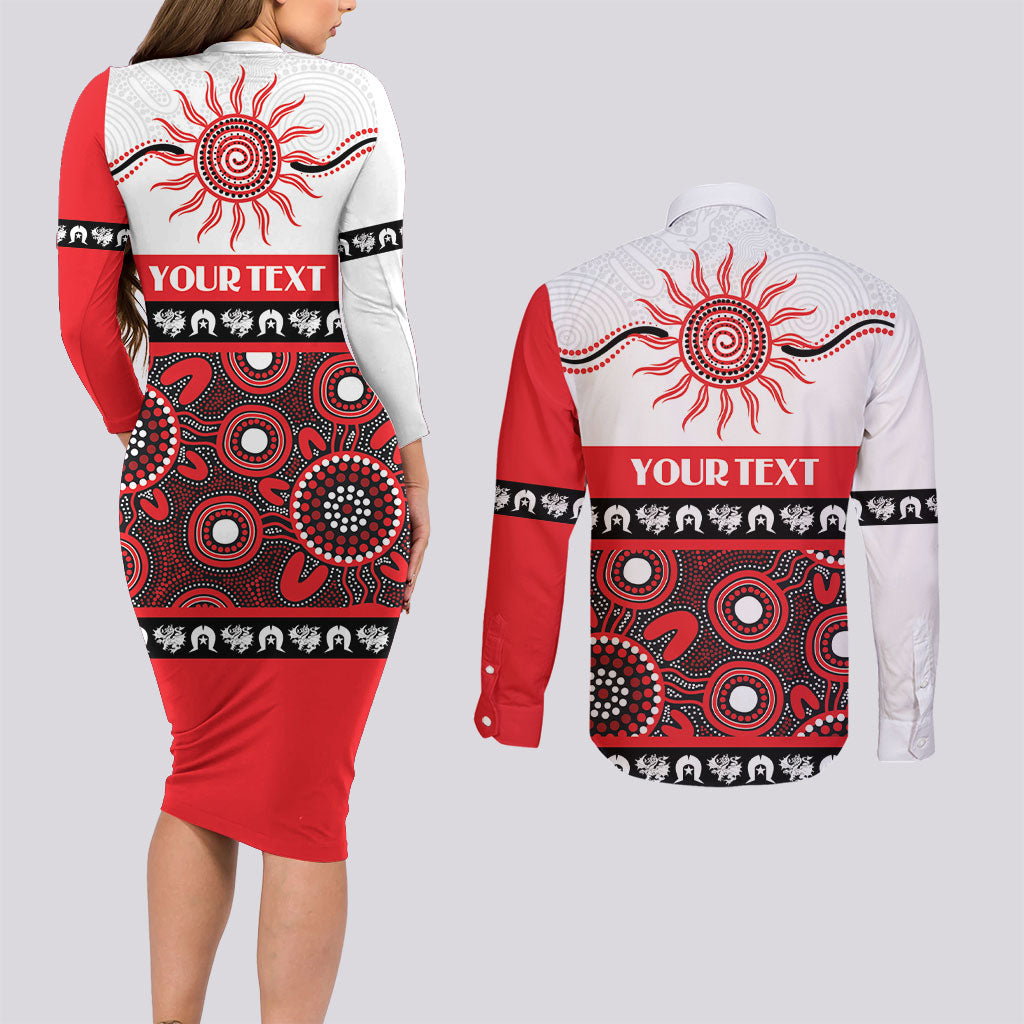 Dragons NAIDOC Week Personalised Couples Matching Long Sleeve Bodycon Dress and Long Sleeve Button Shirt Aboriginal Torres Strait Islanders Vibe