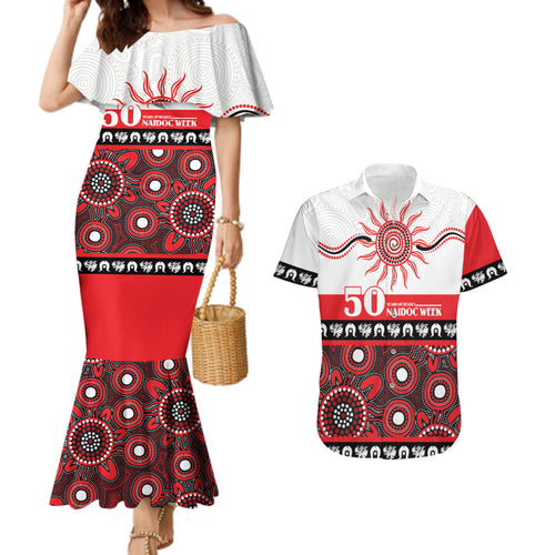 Dragons NAIDOC Week Personalised Couples Matching Mermaid Dress and Hawaiian Shirt Aboriginal Torres Strait Islanders Vibe